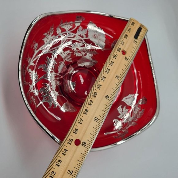 Vintage 6" Ruby Red Candy Dish Silver City Flanders MCM Elegant Glass - Picture 8 of 9